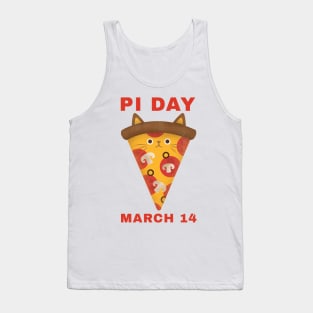 Kawaii Kitty Pizza Pi Day March 14 Tank Top